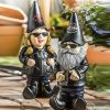 1pc Gnome Statue, Biker Themed Garden Gnome, Fairy Garden Accessories, Decoration For Indoor Desktop Outdoor Lawn Yard Garden