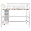 Full Size Loft Bed with Storage Shelves and Under-bed Desk