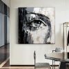 Hand Painted Oil Painting Palette Knife Eye painting Extra abstract wall art Black and white gold wall art face painting Bedroom Living room painting