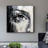 Hand Painted Oil Painting Palette Knife Eye painting Extra abstract wall art Black and white gold wall art face painting Bedroom Living room painting