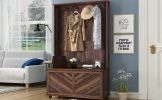 Hall Tree with 4 Hooks , Coat Hanger, Entryway Bench, Storage Bench, 3-in-1 Design, 40INCH, for Entrance, Hallway