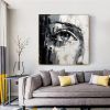 Hand Painted Oil Painting Palette Knife Eye painting Extra abstract wall art Black and white gold wall art face painting Bedroom Living room painting