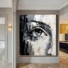 Hand Painted Oil Painting Palette Knife Eye painting Extra abstract wall art Black and white gold wall art face painting Bedroom Living room painting