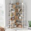 7-Tier Bookcase Home Office Bookshelf, L-Shaped Corner Bookcase with Metal Frame, Industrial Style Shelf with Open Storage, MDF Board