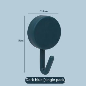 Plastic Kitchen Bathroom Hook Punch-free Hook Power Post Seamless Behind The Door Wall Coat And Hat Hook Self-adhesive Hook (Option: Dark Blue Single Pack)