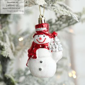 Christmas Decorations Ice Cream Snowman House Five-pointed Star Small Crutch Combination Ornaments (Option: Snowman Pendant2)