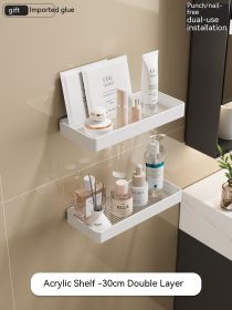 Bathroom Storage Rack Bathroom Toilet Acrylic Face Washing Washstand Towel White Punch-free (Option: 2)